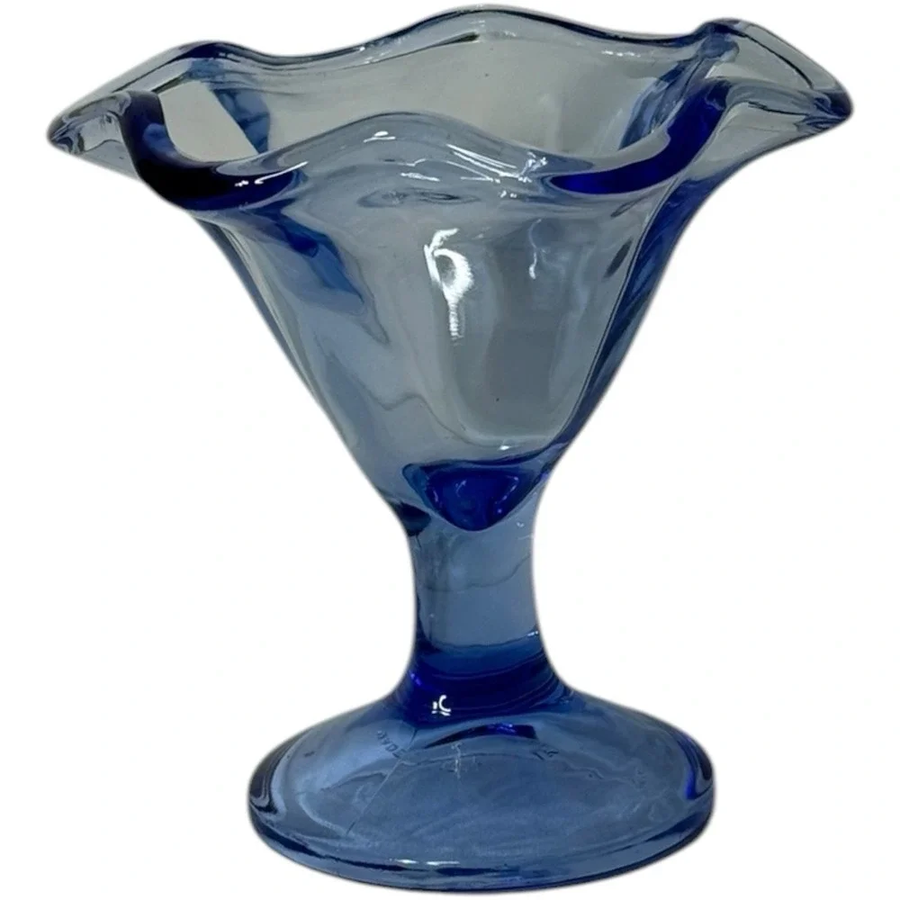 Vintage Bormioli Rocco‎ Fidenza Primavera Sapphire Blue Glass Dessert Bowl Italy